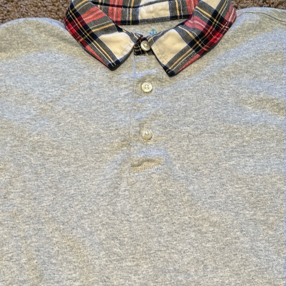 Crewcuts Long Sleeve Polo with Plaid Flannel Collar